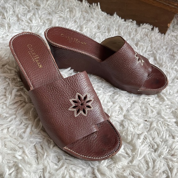 Cole Haan country brown leather wedge‎ sandals - Picture 1 of 8